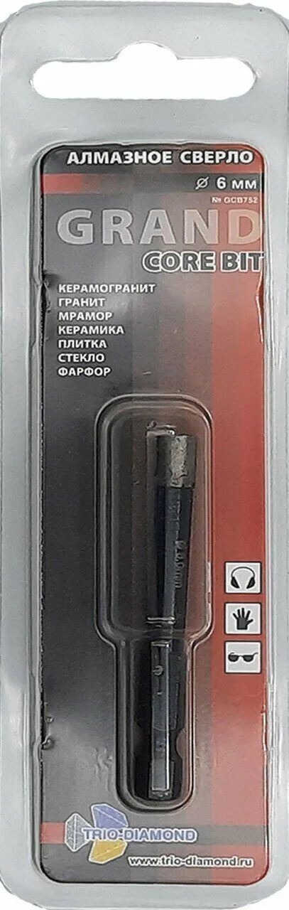 Коронка алмазная по керамограниту 6 мм Серебряная пайка GCB752 Trio-Diamond — фото 4