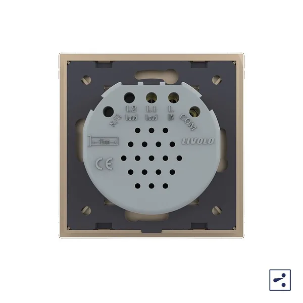 Сенсорный проходной выключатель Quadro 1 клавиша 1 пост Золотой Livolo — фото 4