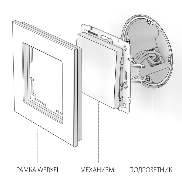 Встраиваемые механизмы Выключатель СУ 1 кл. 10А Белый IP20 Werkel — фото 11
