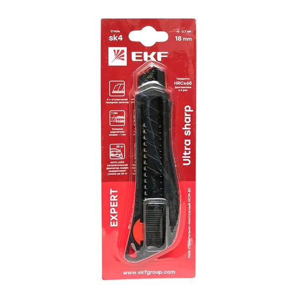 Нож строительно-монтажный 18 мм НСМ-50 (18мм)(SK4) Heavy Duty (до 25 кг) Expert EKF — фото 4