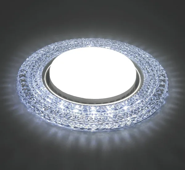 Светильник встр. с белой LED подсветкой Feron CD4020 потолочный GX53 без лампы прозрачный хром — фото 2