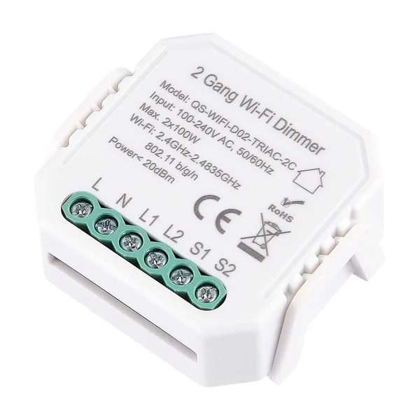 Wi-Fi диммируемое реле 2 канала Белый Max 2x100Вт Ra IP20 L46xW46xH18 230В ST9000.500.02CDIM ST LUCE