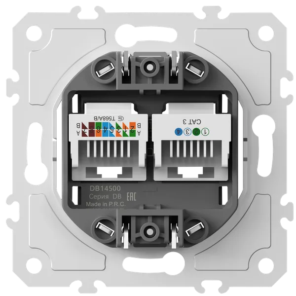 Donel механизм розетки RJ11 + RJ45 (двойная) cat.3/5e/ClassE-4/8, серия DB — фото 2