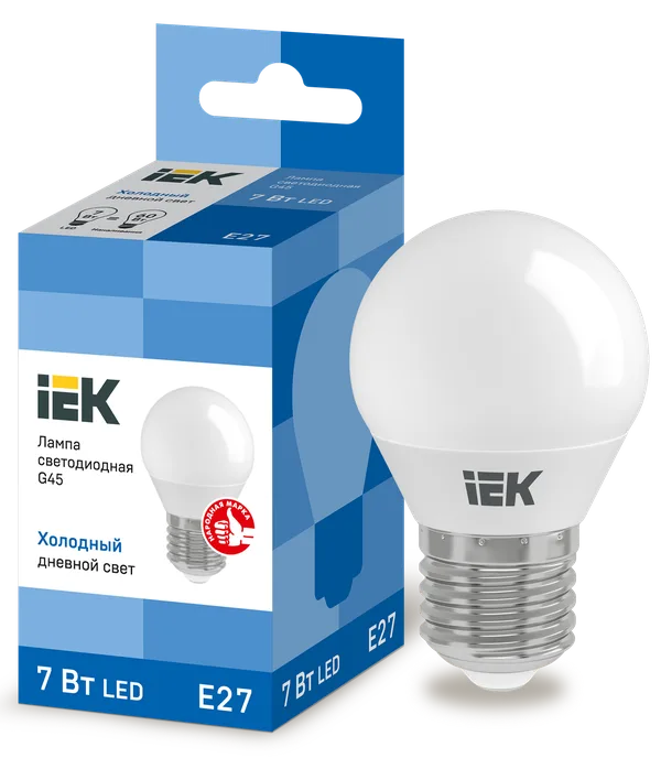 Лампа светодиодная G45 шар 7Вт 230В 6500К E27 IEK
