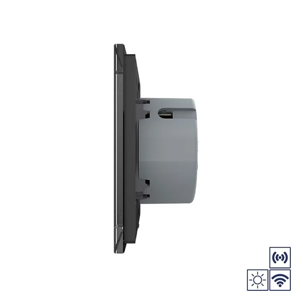 Сенсорный импульсный радиоуправляемый выключатель сухой контакт 1 клавиша 1 модуль Черный Livolo — фото 3
