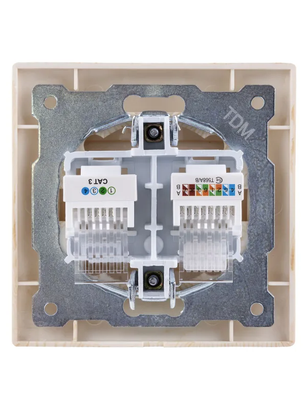 Розетка телефонная RJ11 + компьютерная RJ45 сосна "Лама" TDM — фото 4