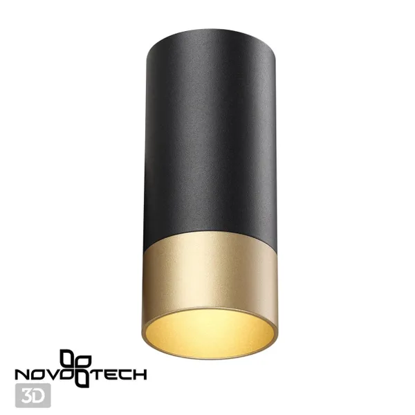 Св-к накл.IP20 GU10 9W 220V SLIM черный/золото NOVOTECH — фото 2