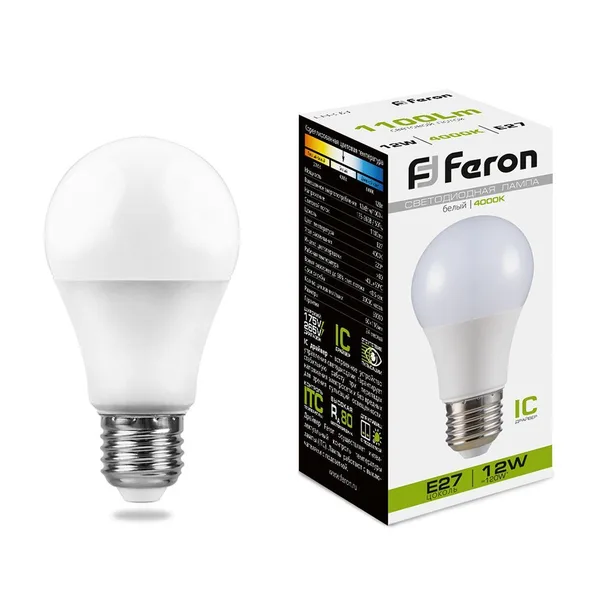 Лампа светодиодная Feron LB-93 Шар E27 12W 4000K — фото 2