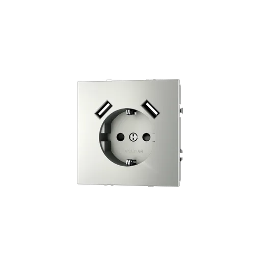 Розетка встраиваемая Voltum S70 с заземлением и защитными шторками, 16А, с USB, A+A, (сталь) — фото 18