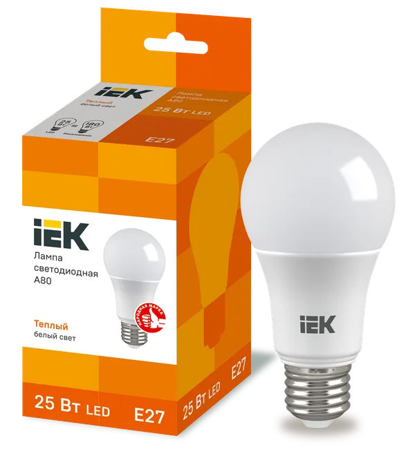 Лампа светодиодная A80 шар 25Вт 230В 3000К E27 IEK