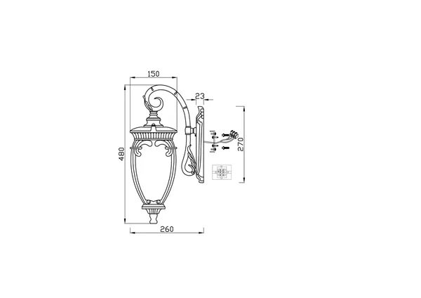Настенный светильник (бра) 60Вт Бронза Антик IP44 Fleur O414WL-01BZ Outdoor Maytoni — фото 4