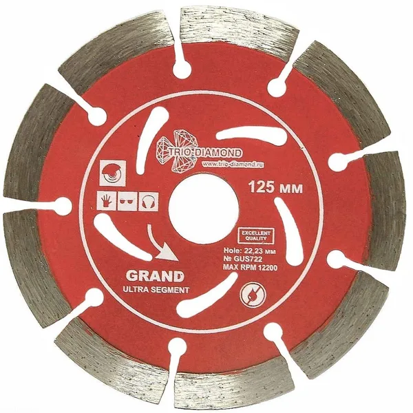 Диск алмазный отрезной 125*22,23 Сегментный серия Grand hot press GUS722 Trio-Diamond — фото 4
