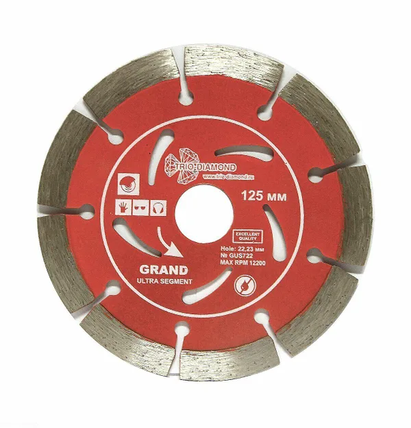 Диск алмазный отрезной 125*22,23 Сегментный серия Grand hot press GUS722 Trio-Diamond — фото 2