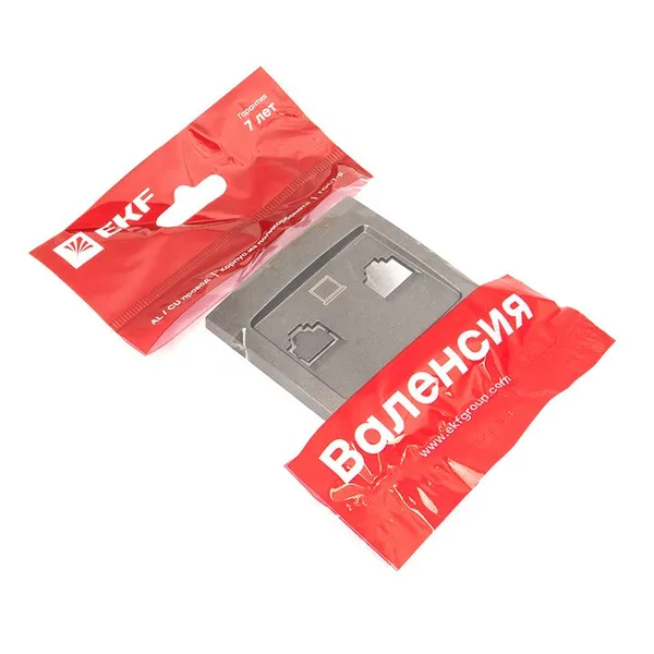 Валенсия Лицевая панель розетки RJ-45 2-местная графит EKF — фото 3
