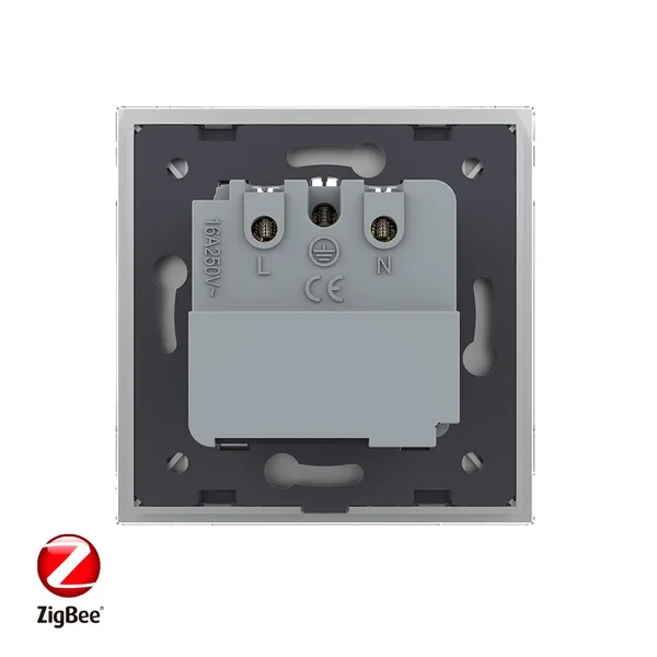 Розетка электрическая ZigBee (Wi-Fi) с заземлением защитными шторками 16A 1 пост Серая Livolo — фото 4