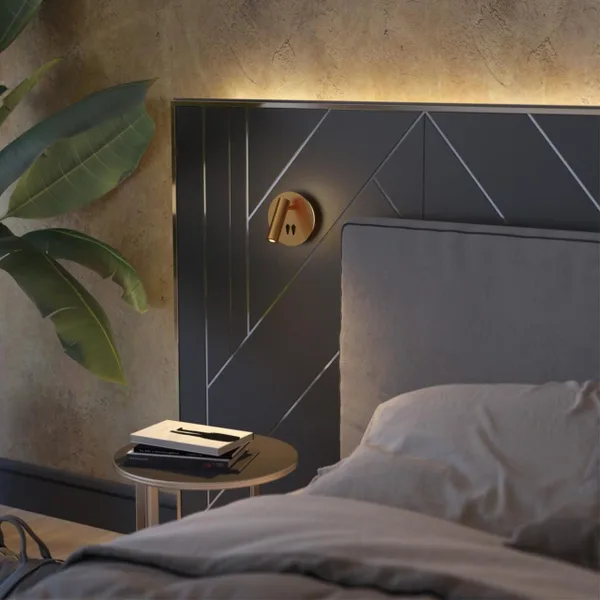 Настен.св-к с лампой д/чтения с выкл LED 9W 3000K 220V BEAM золот/металл ODEON LIGHT — фото 2