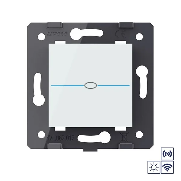 Одноклавишная импульсная сенсорная кнопка Quadro сухой контакт с радиоупр., белый (механизм) Livolo — фото 2