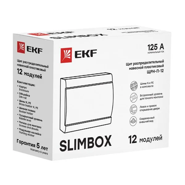 Щит распределительный ЩРН-П-12 "SlimBox" белая дверца IP41 PROxima EKF — фото 2