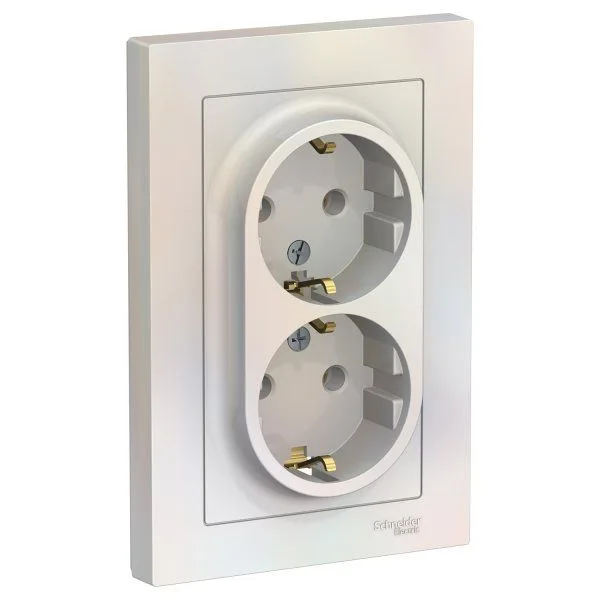 ATLASDESIGN Розетка СУ 2-м., с з/з в сборе 16А жемчуг IP20 (кр.6шт) Schneider Electric Systeme Electric (Schneider Electric)