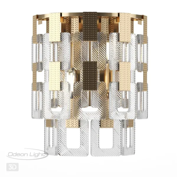 Бра E14 2*40W BUCKLE золотой/стекло ODEON LIGHT — фото 4