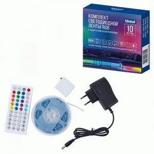 комплект св/д ленты c Bluetooth 10м RGB 24W б/п, контрол. пульт ДУ ULS-A01 Uniel