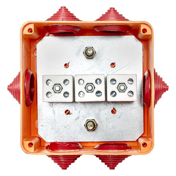 Коробка огнестойкая 100х100х50мм IP55, 3 двойных клеммника 1,5-10 мм2 EKF — фото 2