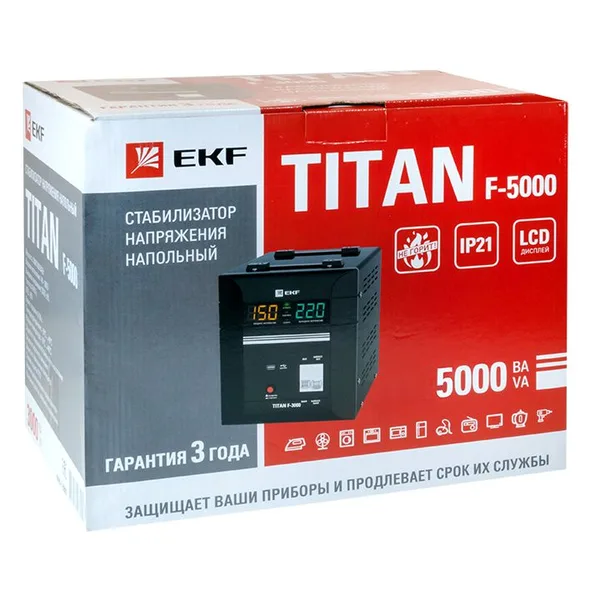 Стабилизатор напряжения напольный TITAN F-5000 PROxima EKF — фото 4