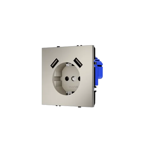 Розетка встраиваемая Voltum S70 с заземлением и защитными шторками, 16А, с USB, A+A, (кашемир) — фото 17