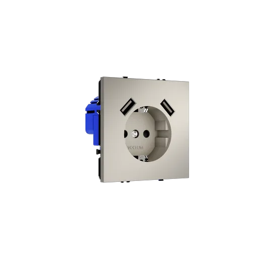Розетка встраиваемая Voltum S70 с заземлением и защитными шторками, 16А, с USB, A+A, (кашемир) — фото 19
