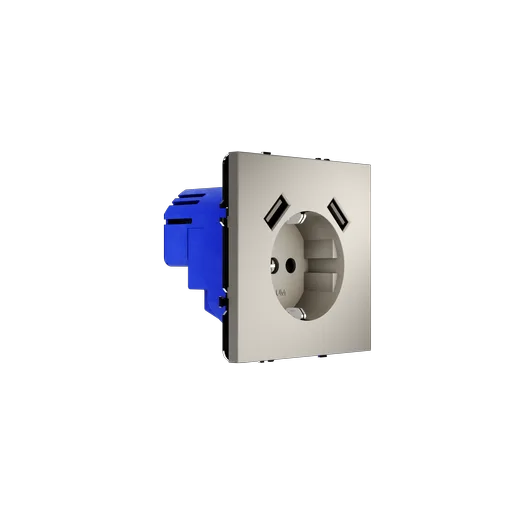 Розетка встраиваемая Voltum S70 с заземлением и защитными шторками, 16А, с USB, A+A, (кашемир) — фото 20