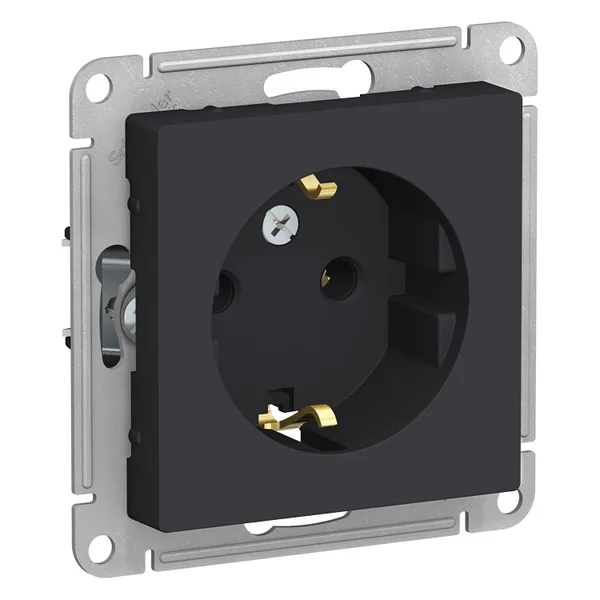 ATLASDESIGN Механизм розетки без лицевой панели СУ 1-м с заземл. 16А карбон IP20 (уп.10шт) Schneider Electric