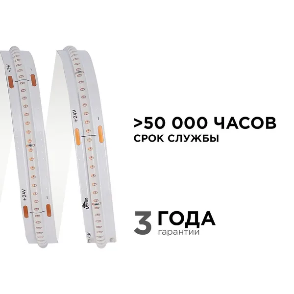 193ОО Общее освещение светодиодной лентой 5м, 24В, 11Вт/м, COB, 352д/м, IP20, син. Apeyron — фото 5