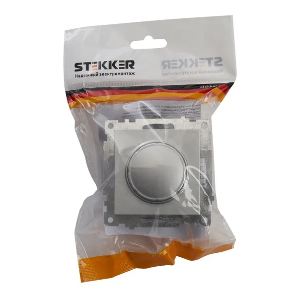 Выключатель диммирующий TRIAC(механизм), STEKKER GLS10-7106-03, 250V, 500W, серия Катрин, серебро — фото 4