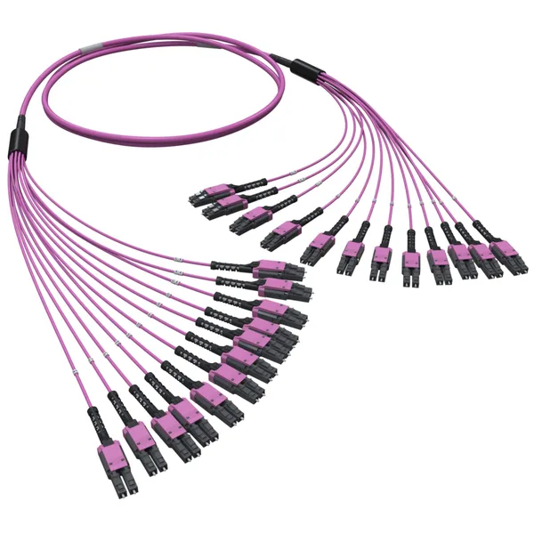 Оптическая разветвительная сборка 24ОВ 50/125 OM4, 12хLC Duplex Uniboot/12хLC Duplex Uniboot, 40м DKC