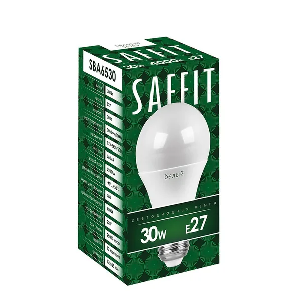 Лампа светодиодная SAFFIT SBA6530 Шар E27 30W 6400K Feron — фото 2