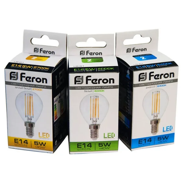 Лампа светодиодная Feron LB-61 Шарик E14 5W 2700K — фото 3