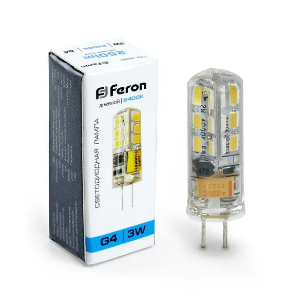 Лампа светодиодная Feron LB-422 G4 3W 6400K — фото 2