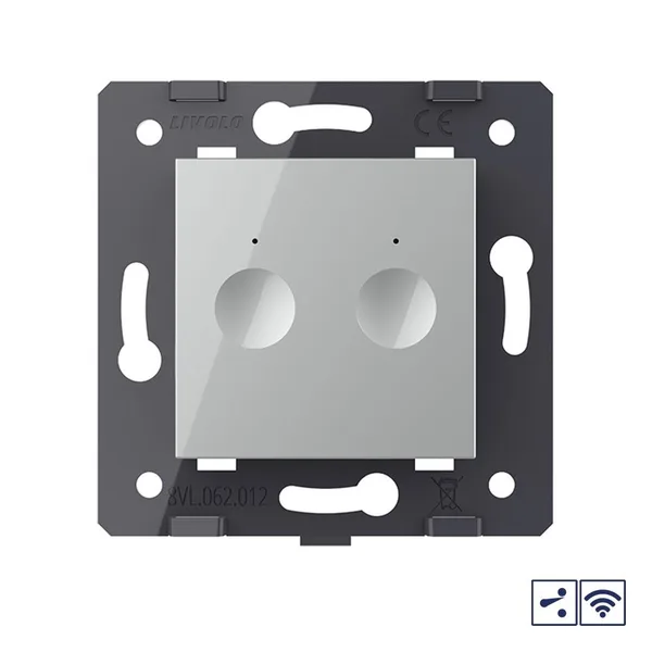 Двухклавишный проходной сенсорный выключатель Module с радиоупр., цвет серый (механизм) Livolo — фото 2