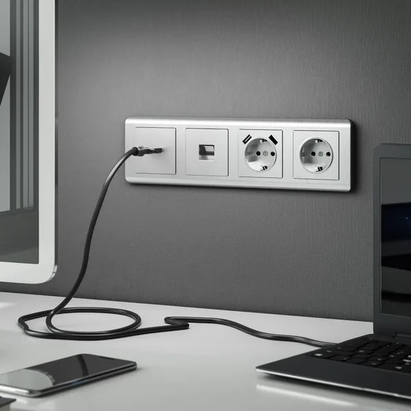 Накладка для розетки HDMI (серебряный рифленый) СУ IP20 Werkel — фото 4