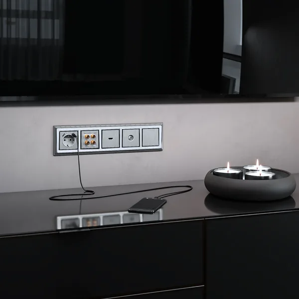 Акустическая розетка (cеребряный рифленый) СУ IP20 Werkel — фото 2