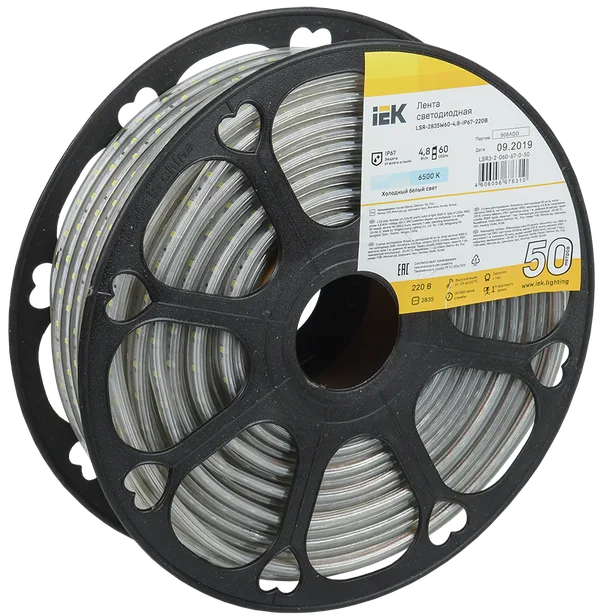 Лента светодиодная 50м LSR-2835W60-4,8-IP67-220В IEK