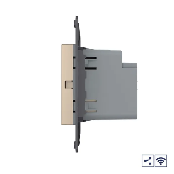 Двухклавишный проходной сенсорный выключатель Module с радиоупр., цвет золотой (механизм) Livolo — фото 3
