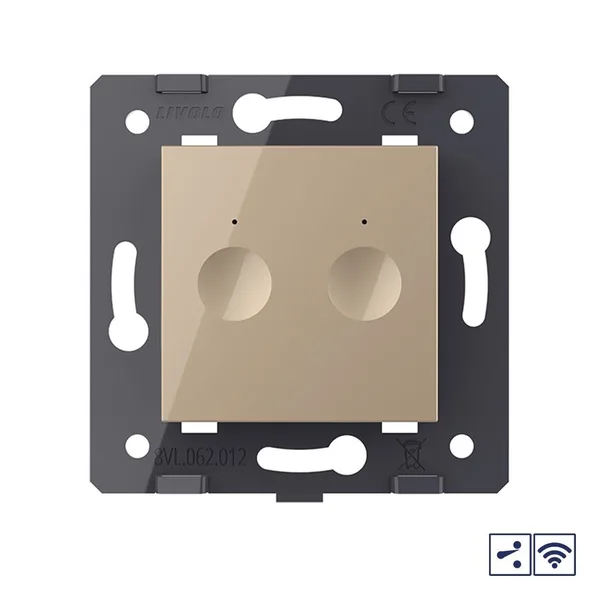 Двухклавишный проходной сенсорный выключатель Module с радиоупр., цвет золотой (механизм) Livolo — фото 2