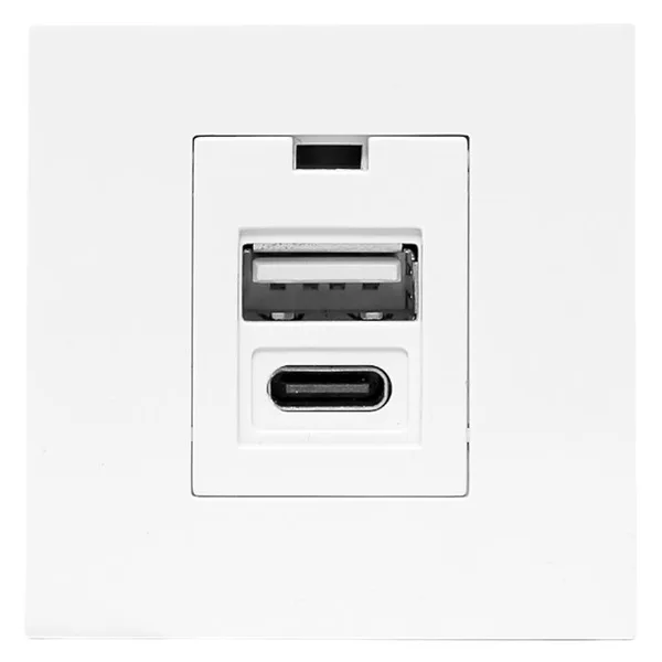 Розетка USB A+C, 2,1А, 2 гнезда, без индикатора, белая EKF — фото 2