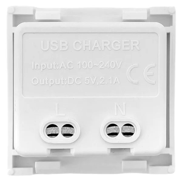 Розетка USB A+C, 2,1А, 2 гнезда, без индикатора, белая EKF — фото 3