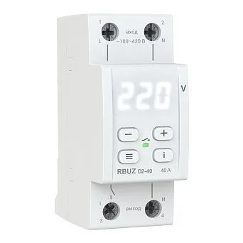 Реле напряжения 2 мод.63А на DIN-рейку 1 ф.230V красный RBUZ — фото 2