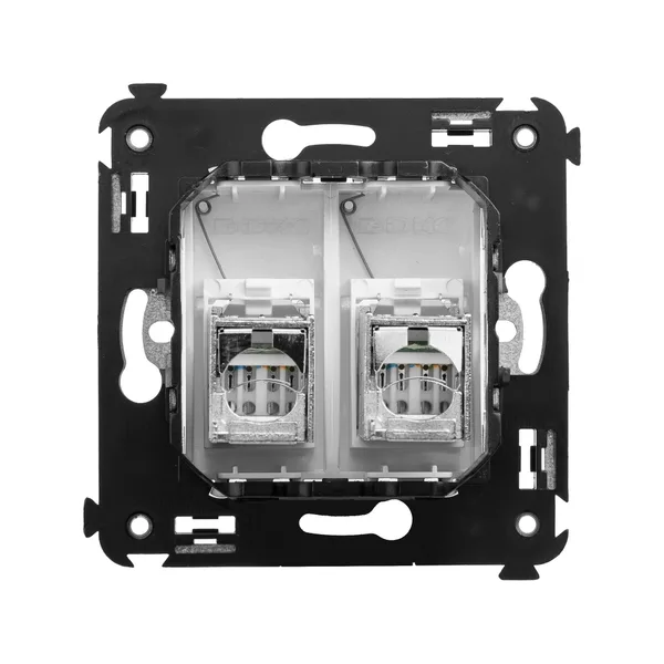 Компьютерная розетка RJ-45 в стену, кат.6 двойная экранированная,"Avanti", "Белое облако" DKC — фото 3
