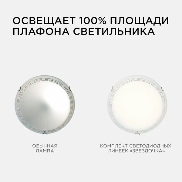 12-08 Комплект светод. линеек "Звездочка" для н/п свет-ка 220В, 12Вт, smd5730, IP30, 900Лм, 3000К, Ø180мм Apeyron — фото 4