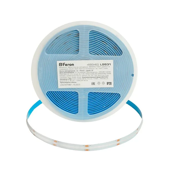 Лента светодиодная 480SMD(2110)/ 14Вт/м 24V 5000*8*1.8мм RGB, IP20, LS531 FERON — фото 6