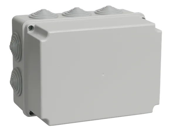 Коробка распаячная КМ41245 для открытой проводки 190х140х120мм IP44 (RAL 7035, 10 гермовводов) IEK